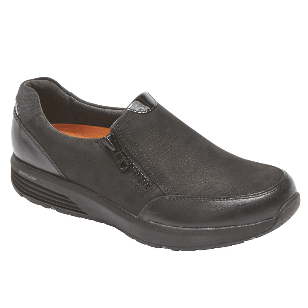 Rockport Singapore Womens Slip-On - Trustride Side Zip Black - AS5984106